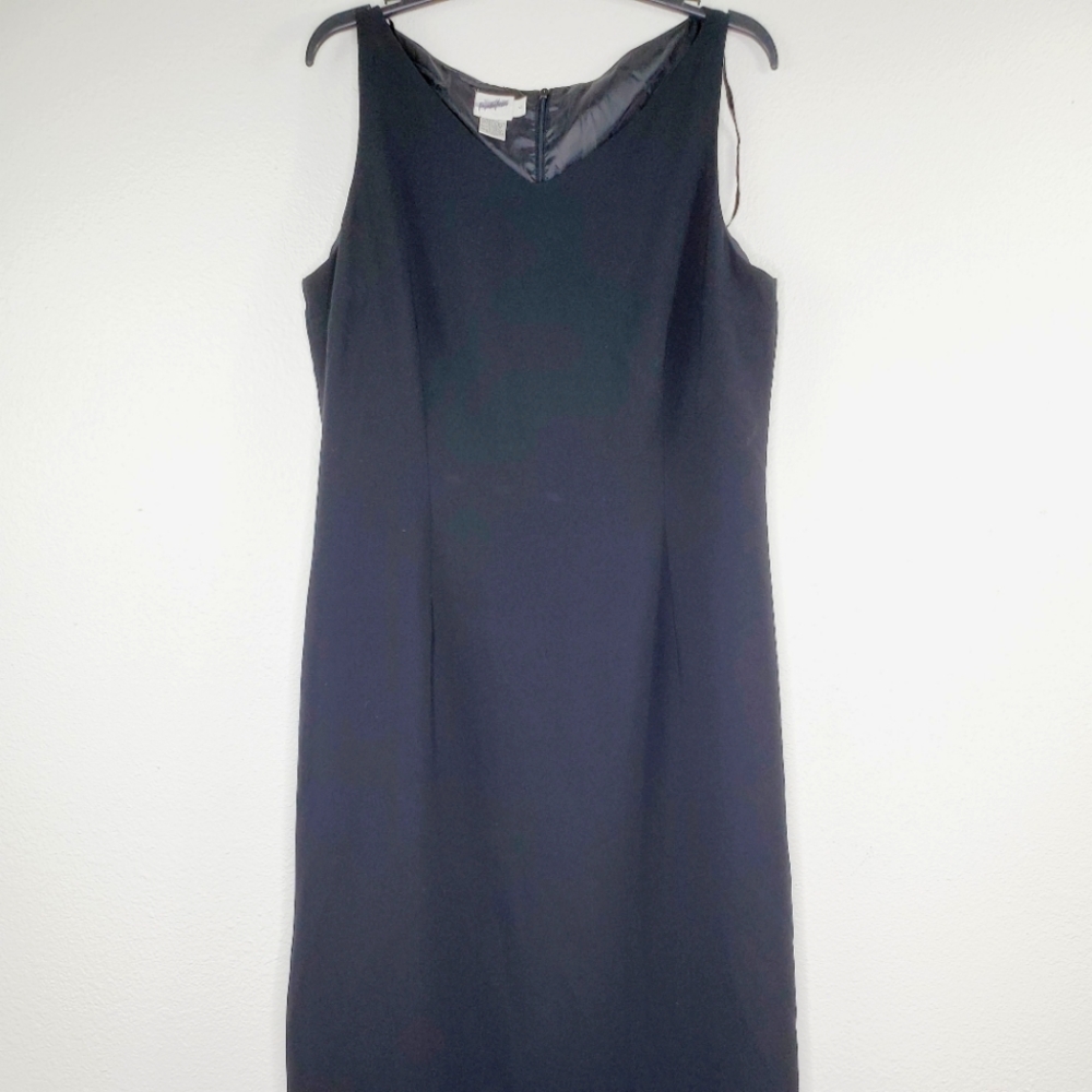 Jacqueline Ferrar Black Long Length Sleeveless Black Sheath Night Out Dress Sz14
